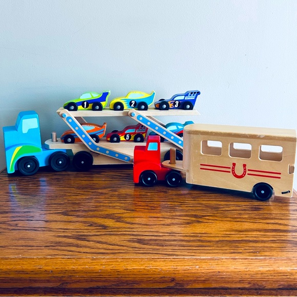 Melissa & Doug | Toys | Melissa Doug Wooden Mega Race Car Carrier And ...